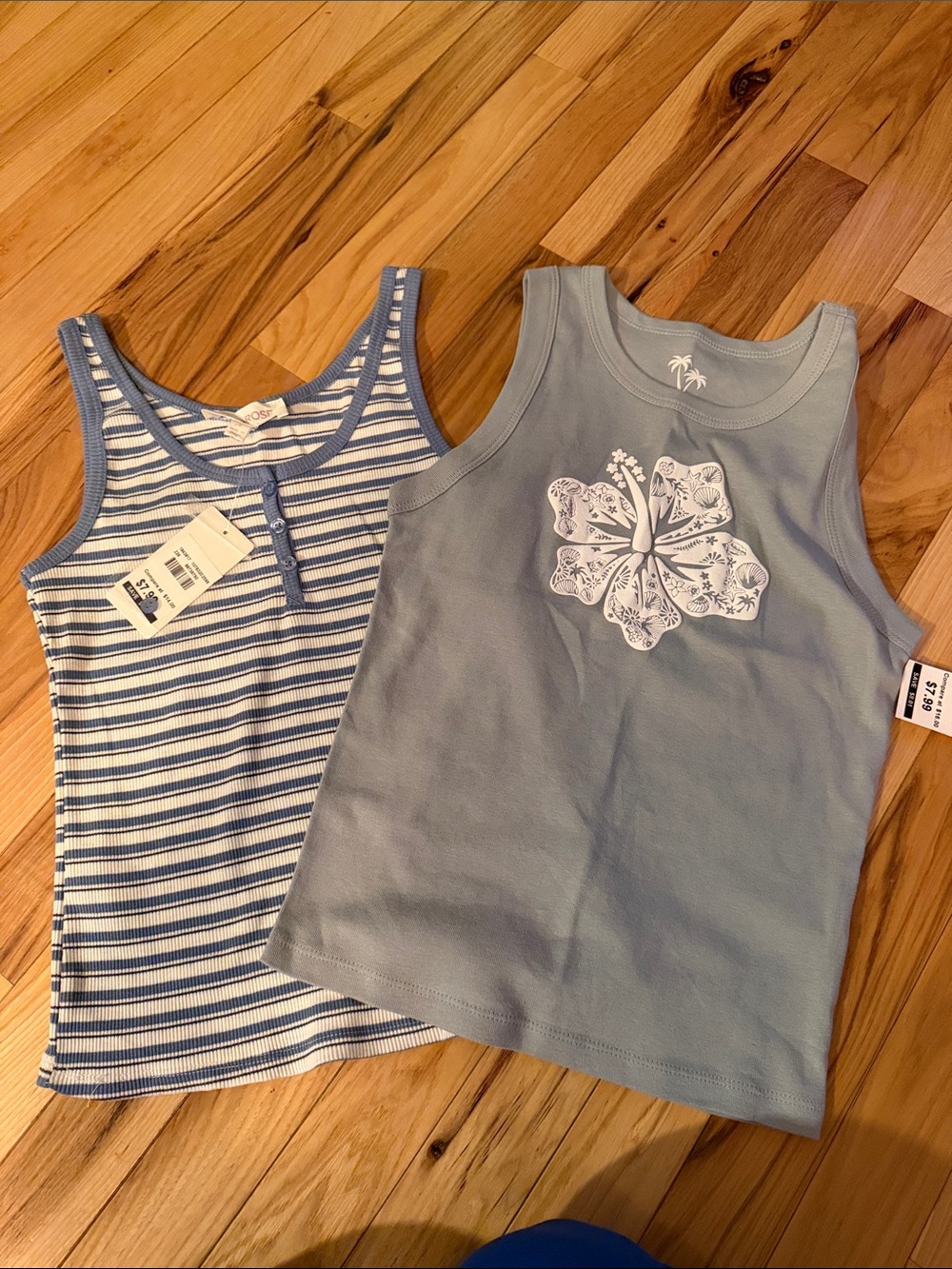 Women’s Light Blue Floral Graphic Tank Top - Brand: